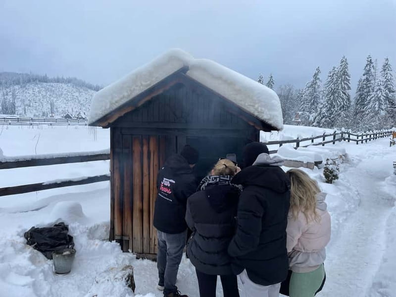 From Krakow: Snowmobile, Zakopane & Chochołowskie Baths - The oscypek moment: grilling traditional cheese over fire