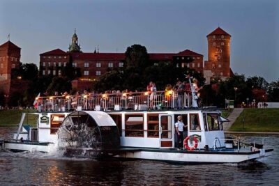 Krakow by night 60 minutes cruise The Vistula River Krakow - Picking your seat: top deck for views, lower deck for comfort