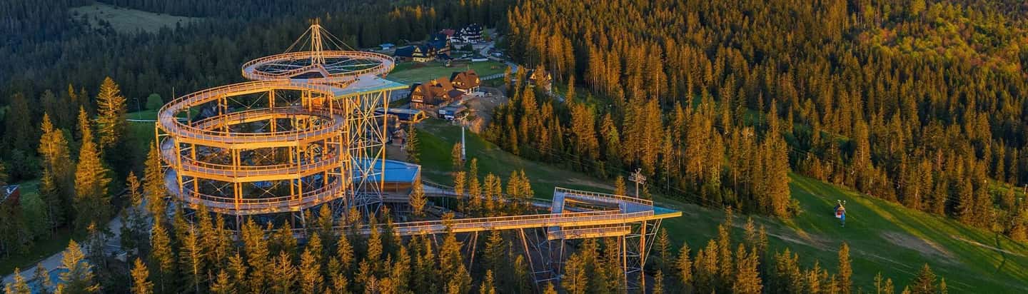 Krakow: Zakopane, Thermal Baths and Gorce Park Treetop Walk - Entering the Gorce treetop world at Brama w Gorce